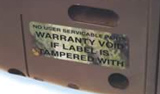 Tamper Proof Void Labels. Custom tamper proof void labels. Tamper evident decals leave the word void in a pattern where the decal was applied if it is removed. Great for warranty decals or manufacturing decals. Click Here For Prices & Info